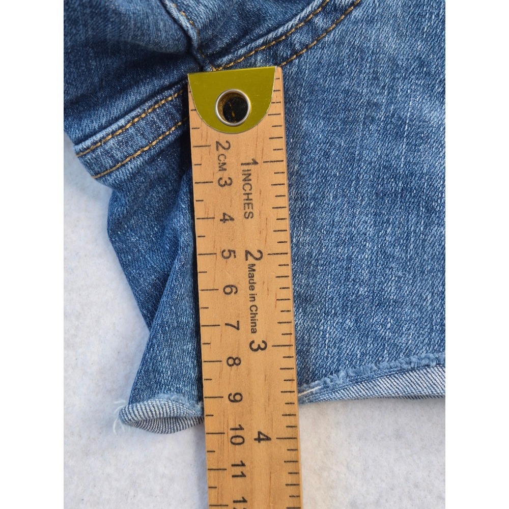 Universal Thread High Rise Midi Jorts Womens 8/29 Blue Distressed Raw Hem - Picture 9 of 14